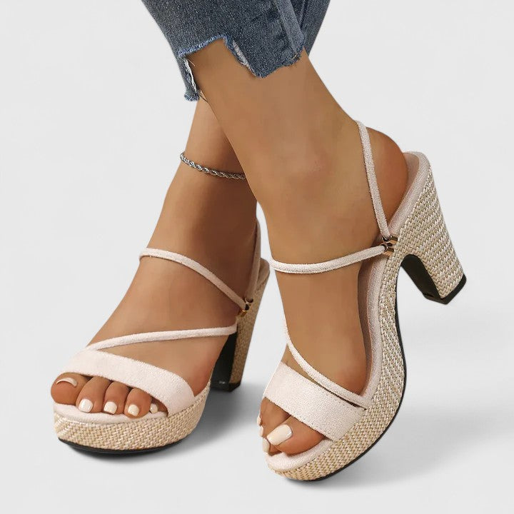 Women's ankle strap heeled sandals - Elegant and summery