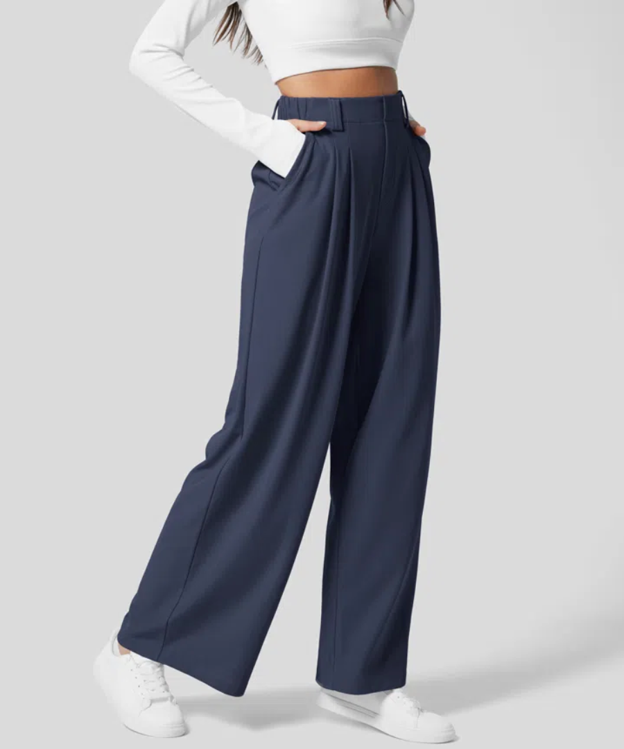 Pantalon Élégant Taille Haute et Élastique pour Femmes