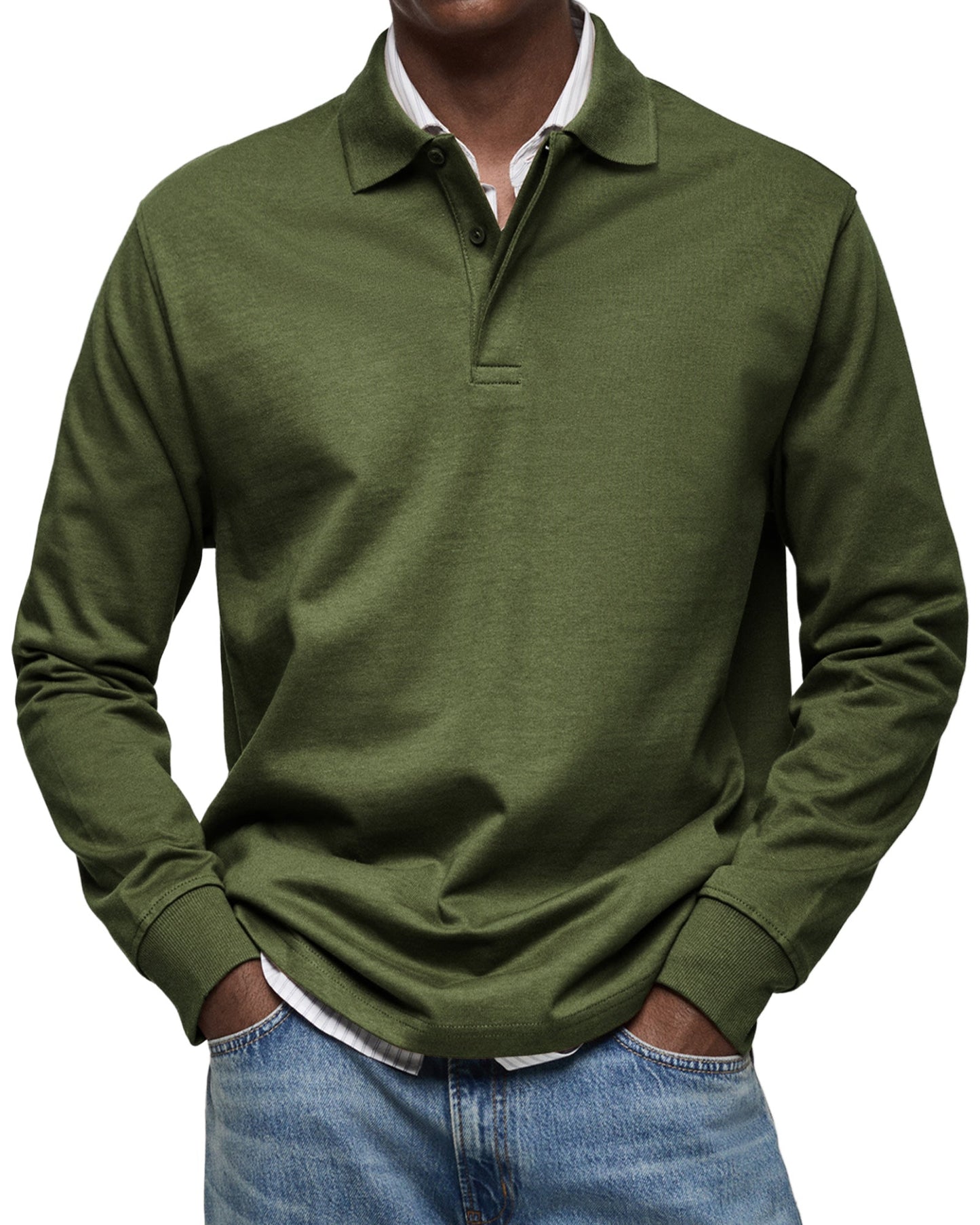 Chemise Polo à Manches Longues Décontractée pour Homme