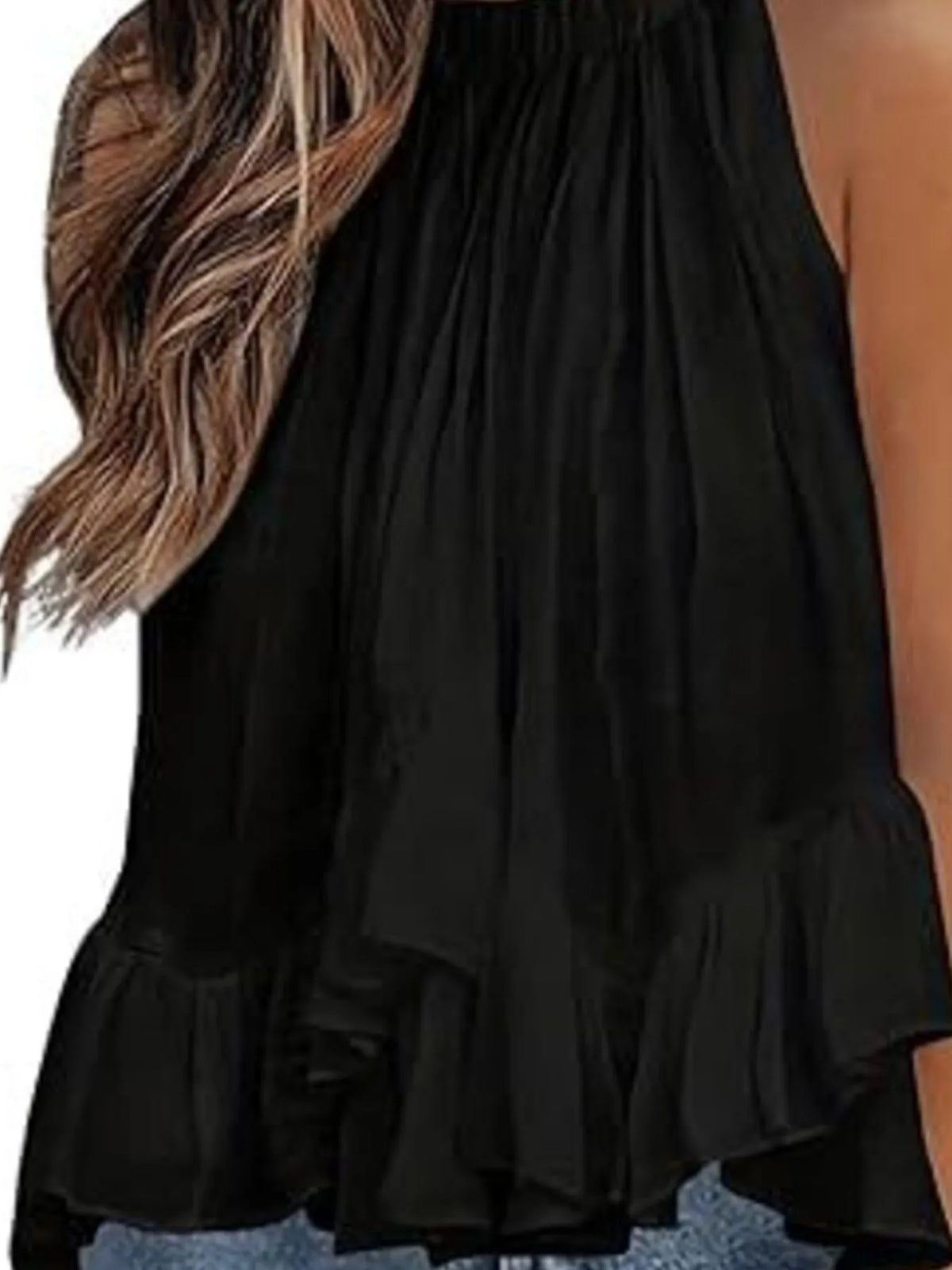 Women's Sleeveless Top with Ruffled Hem