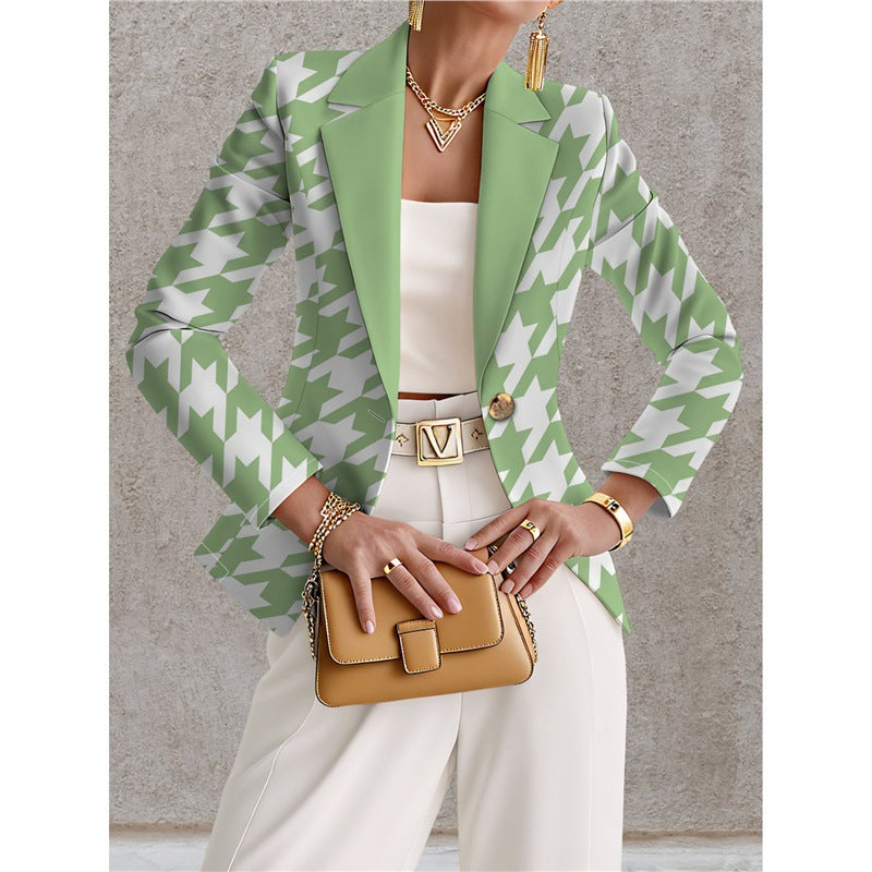 Marineblå blazer til kvinder med hvide prikker – Chic, elegant og afslappet stil