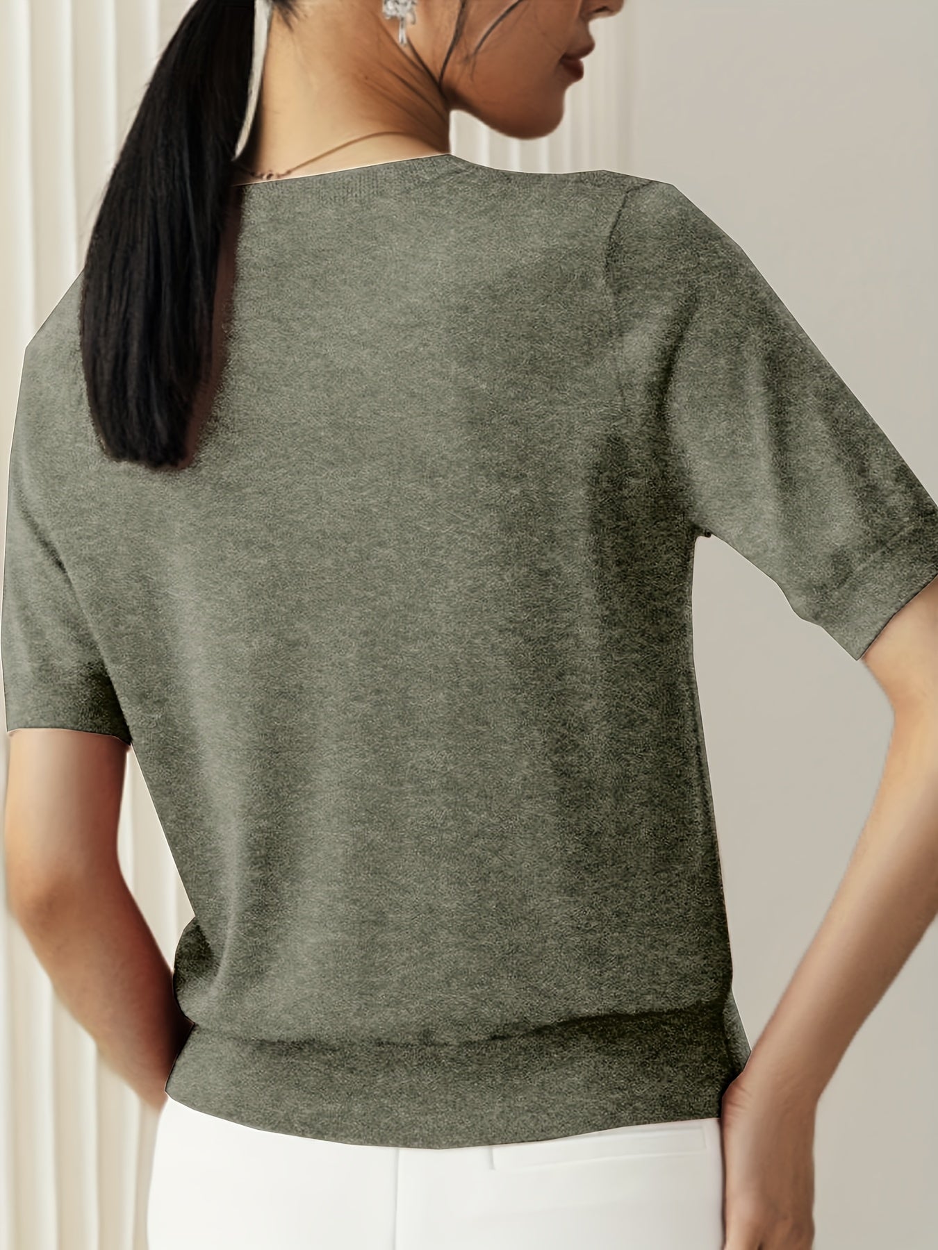 Haut en tricot classique à manches courtes pour femme