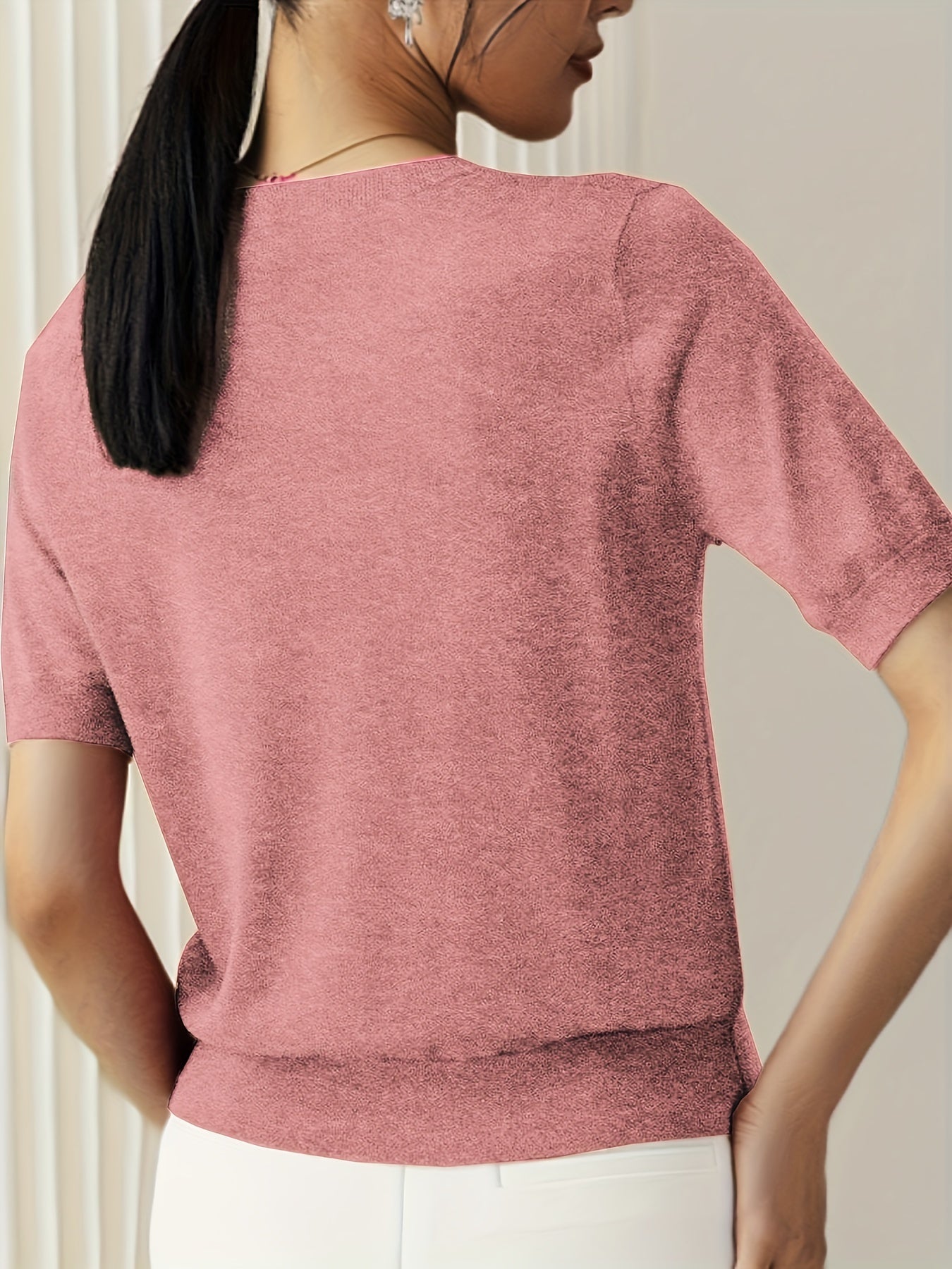 Haut en tricot classique à manches courtes pour femme
