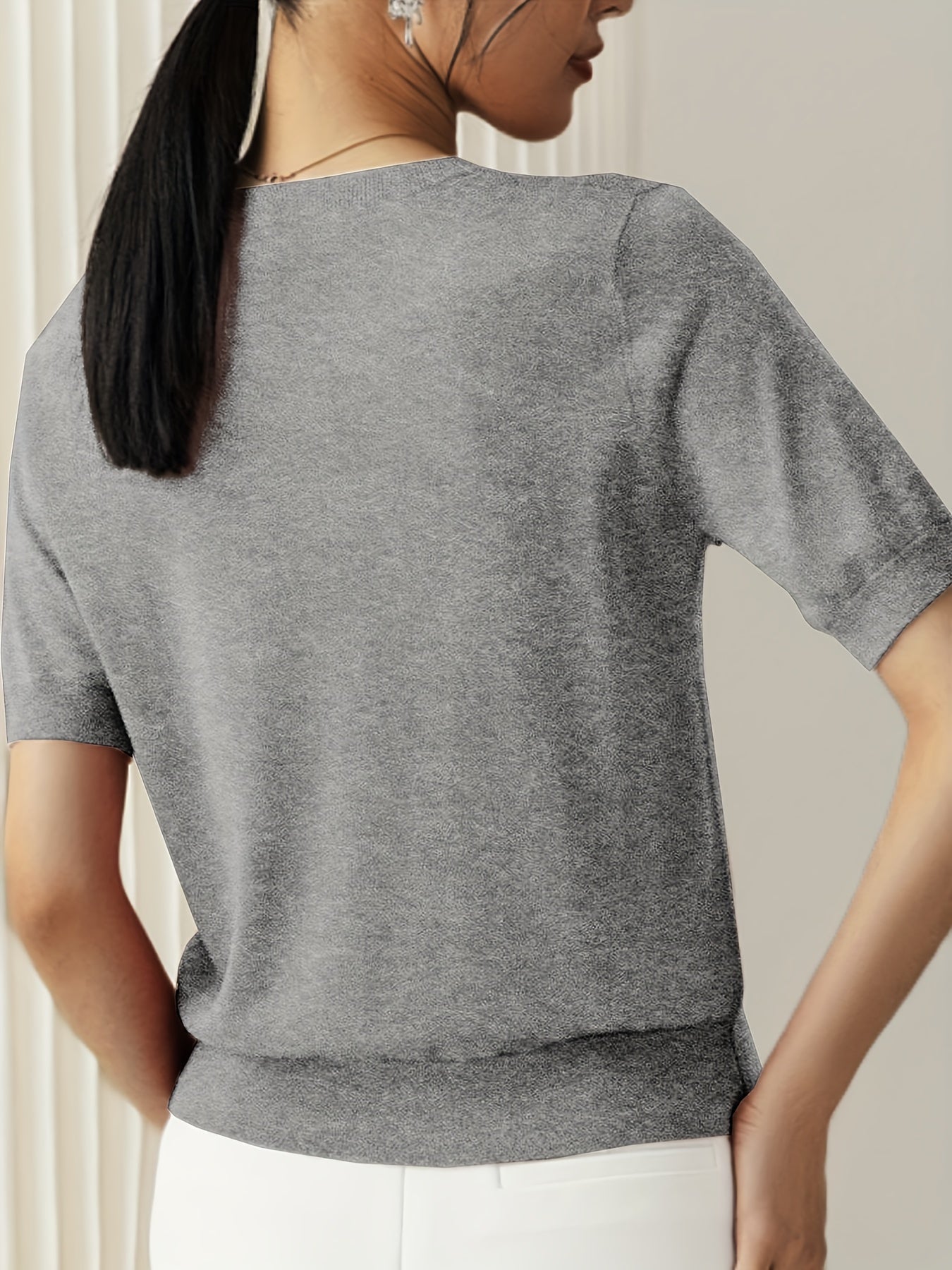 Haut en tricot classique à manches courtes pour femme