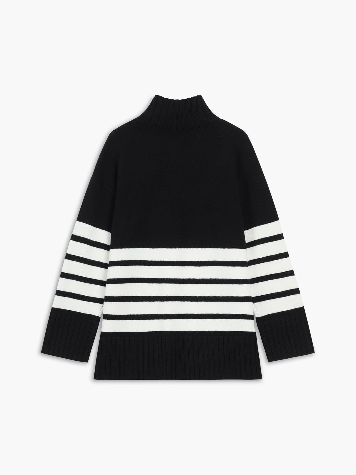 Women's striped turtleneck sweater - Chic and comfortable