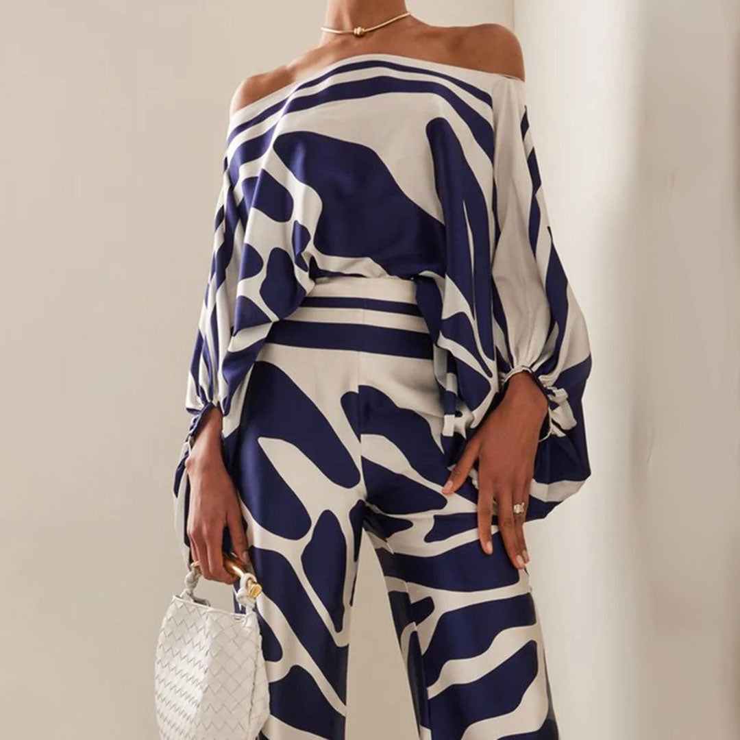 Ensemble Deux Pièces Satin à Épaule Asymétrique Femme – Élégant, Fluide Léger