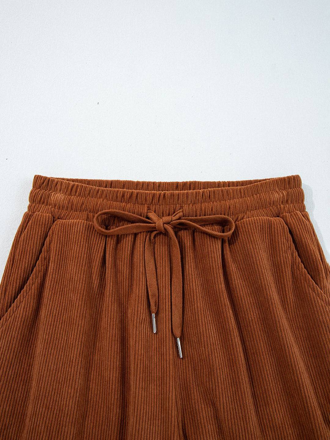 Pantalon Large Élégant en Velours pour Femme – Style Décontracté Chic Uni avec Cordon