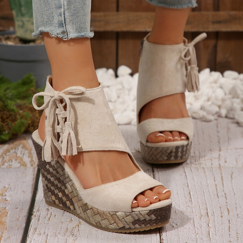 Sandales Compensées Bohème Chic Femme – Plateforme Haute Confort Été