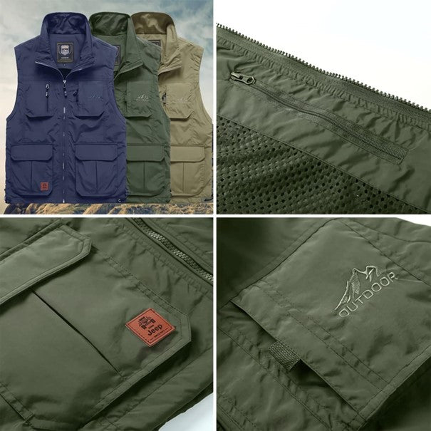 Gilet sans manches de randonnée pour homme avec poches en polaire