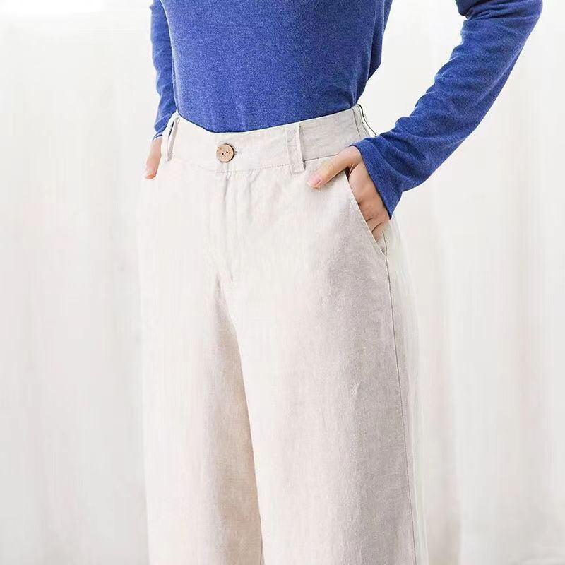 Pantalon Décontracté Élégant Femme – Pantalon Confort Classique à Jambe Large