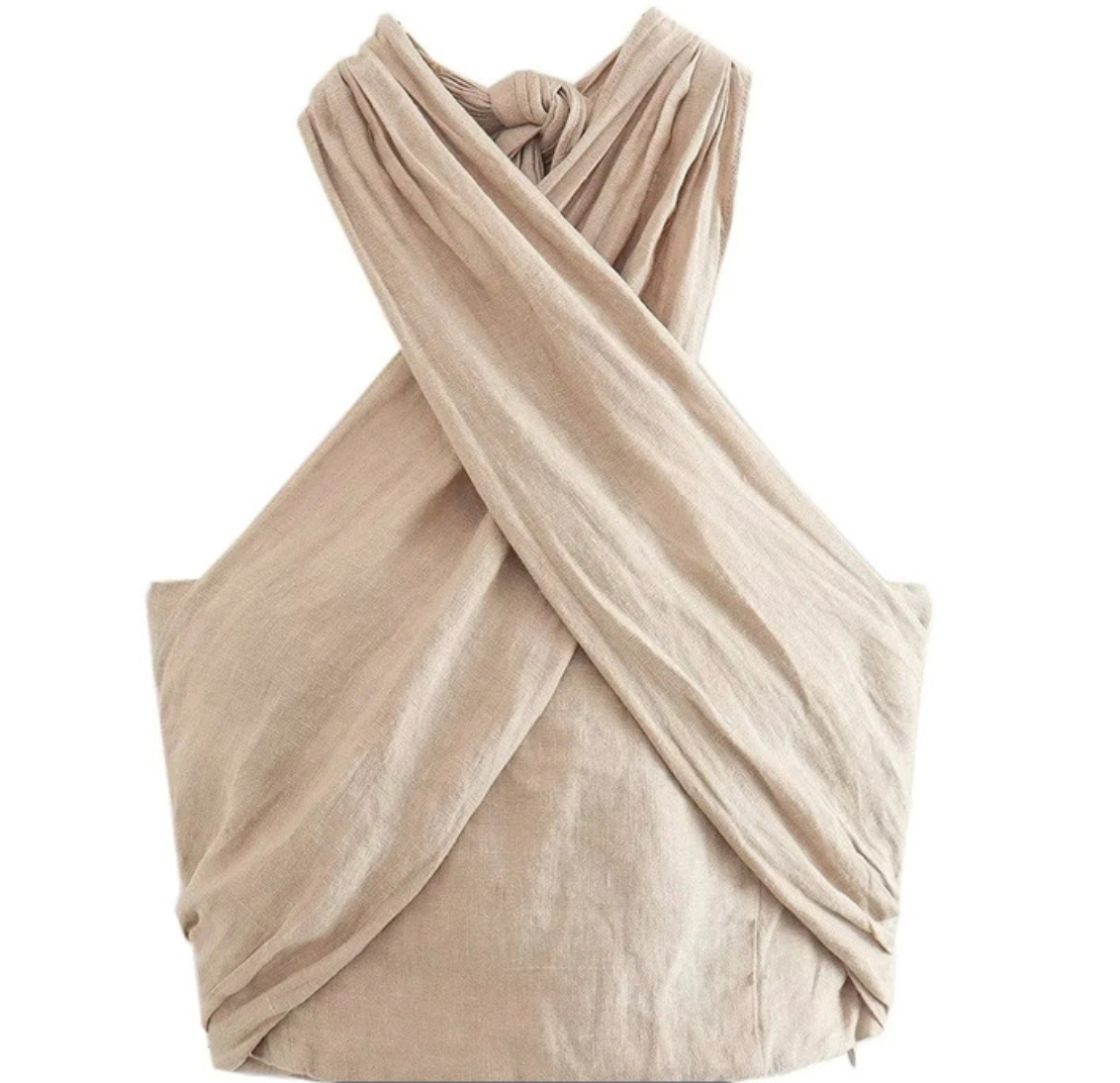 Top court halter for women with crossed detail - Fitted and trendy