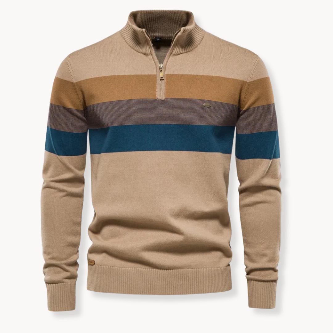 Pull Zippé À Rayures Homme – Style Intemporel Et Confort Moderne