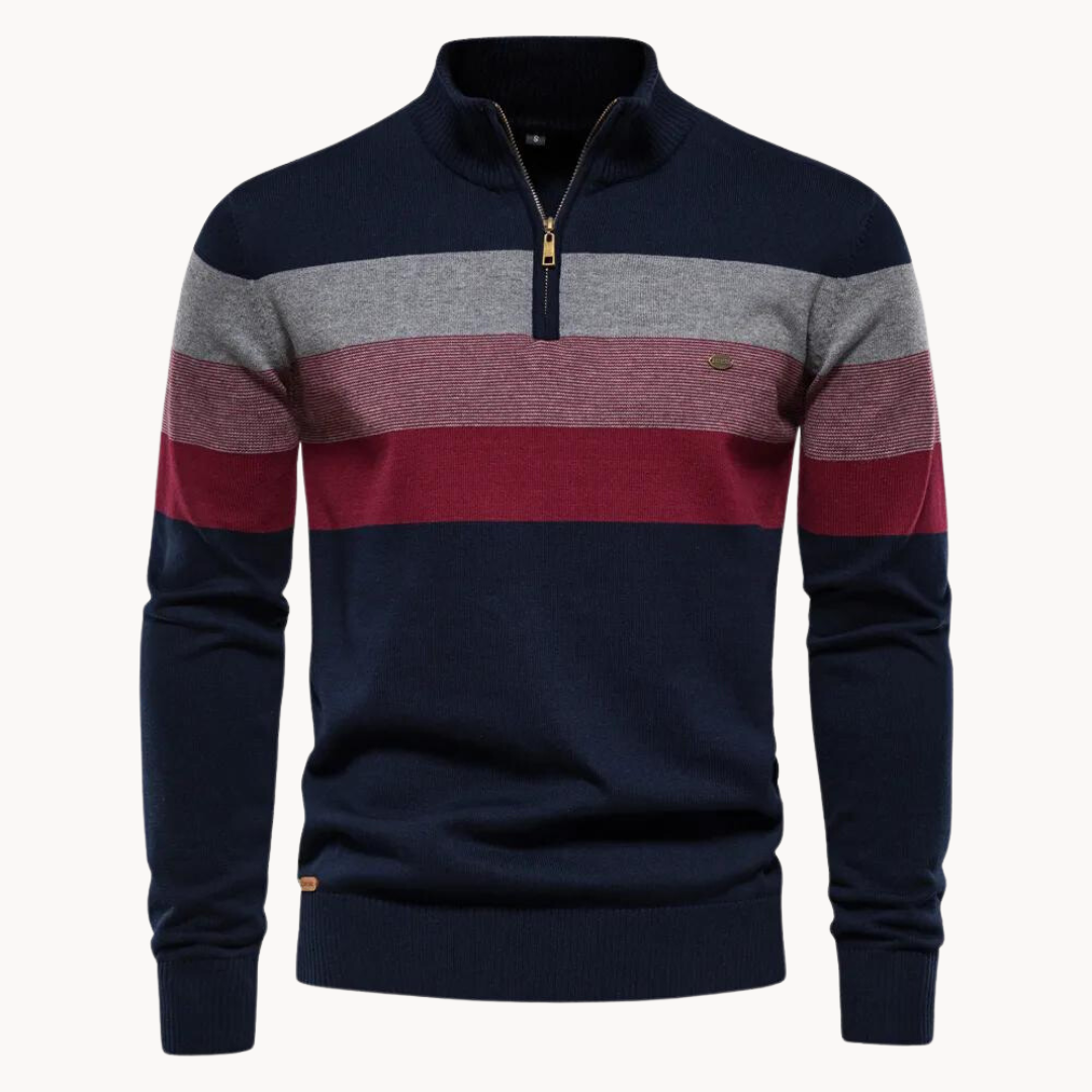 Pull Zippé À Rayures Homme – Style Intemporel Et Confort Moderne