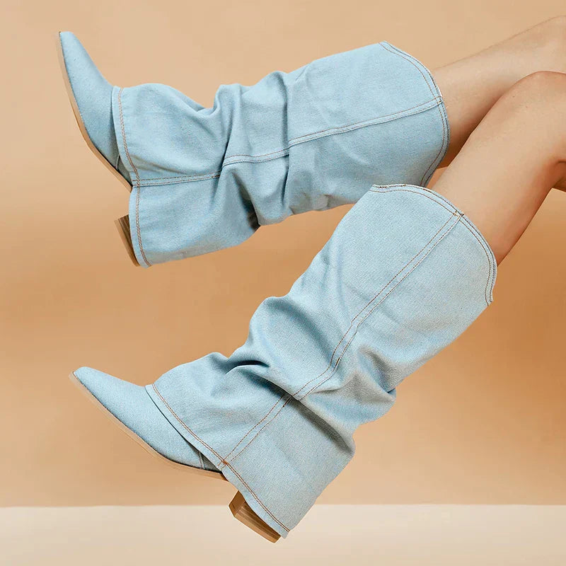 Bottes en jean tendance pour femmes - Élégantes et confortables