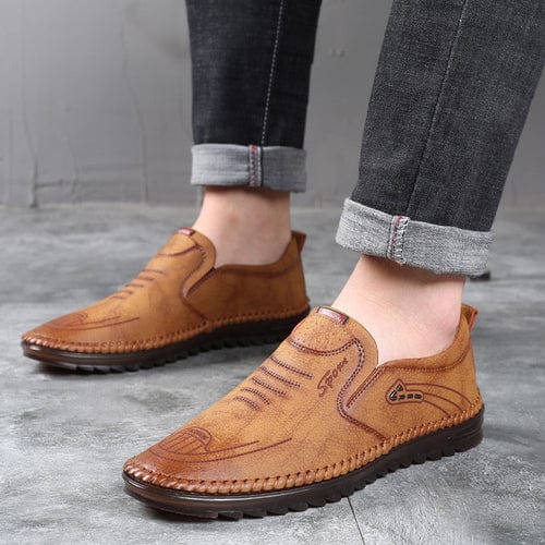 Hommes Respirant Cuir Chaussures – Robustes, Élégantes, Orthopédiques