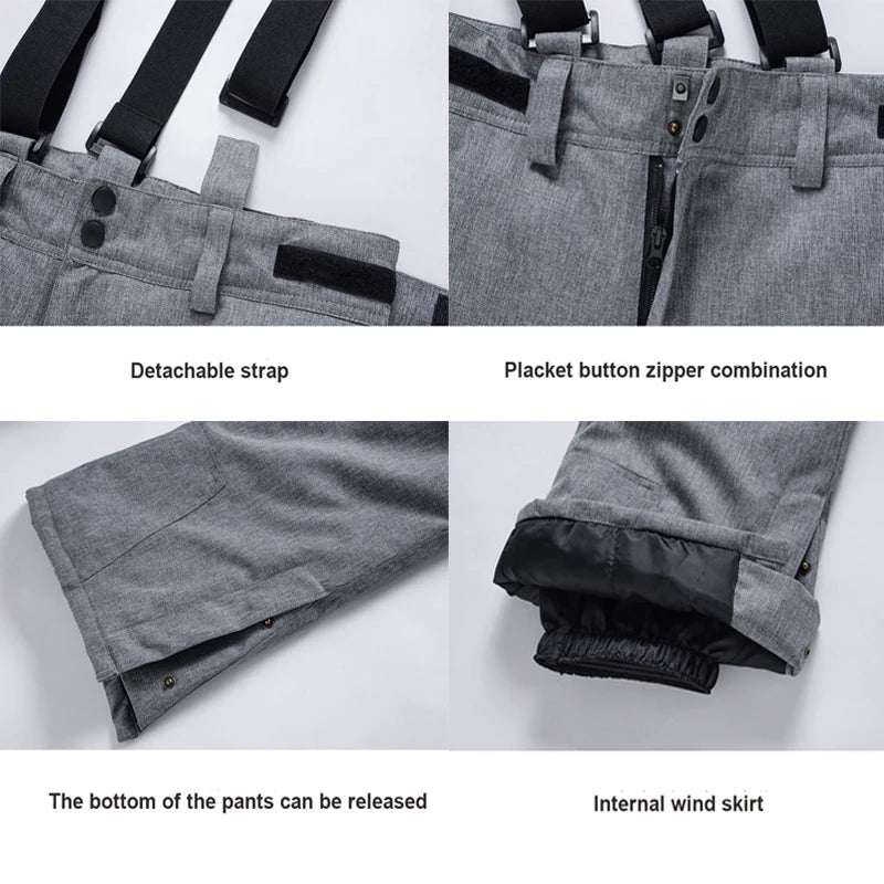 Pantalon de Snowboard Imperméable pour Homme avec Bretelles – Pantalon de Ski Hivernal Isolé