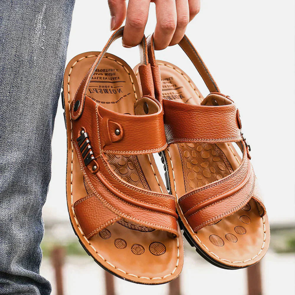 Sandales Orthopédiques en Cuir Véritable Homme Premium – Confortables, Durables, et de Soutien