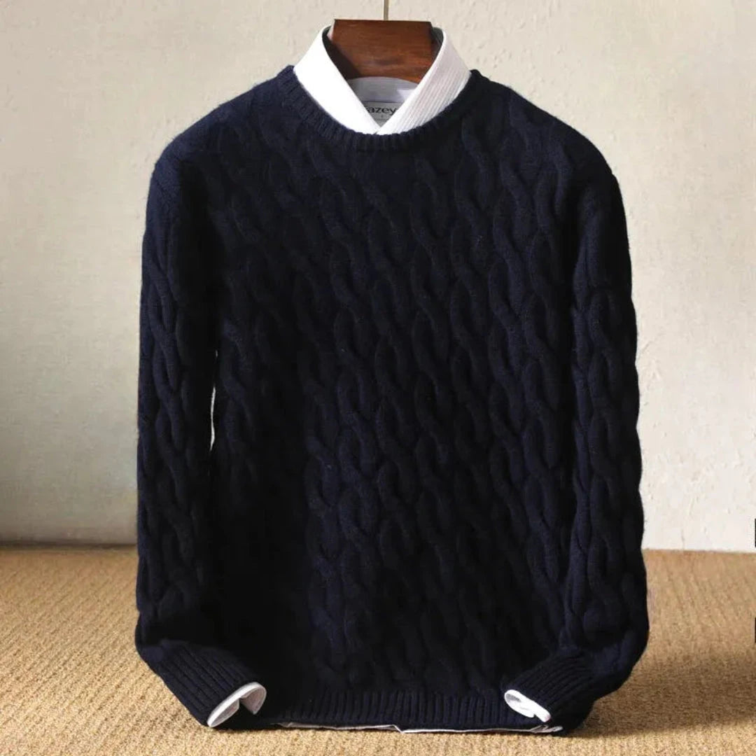 Pull Tricoté Premium pour Hommes – Pull d’Hiver Stylé à Col Rond