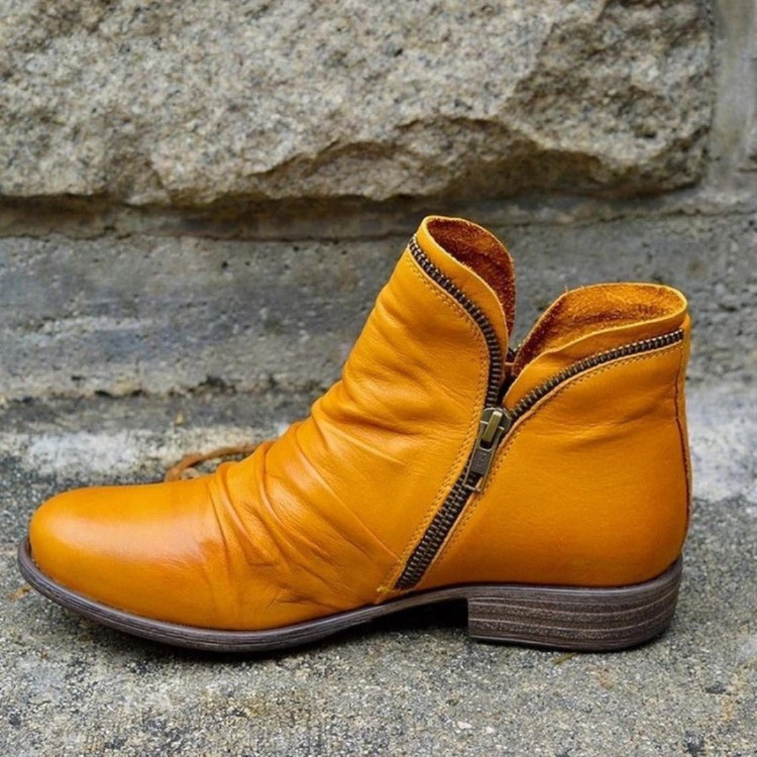 Orthopedic leather ankle boots with zipper for women – Comfortable and stylish shoes