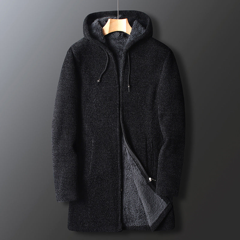 Veste Longue à Capuche Décontractée d’Hiver pour Homme