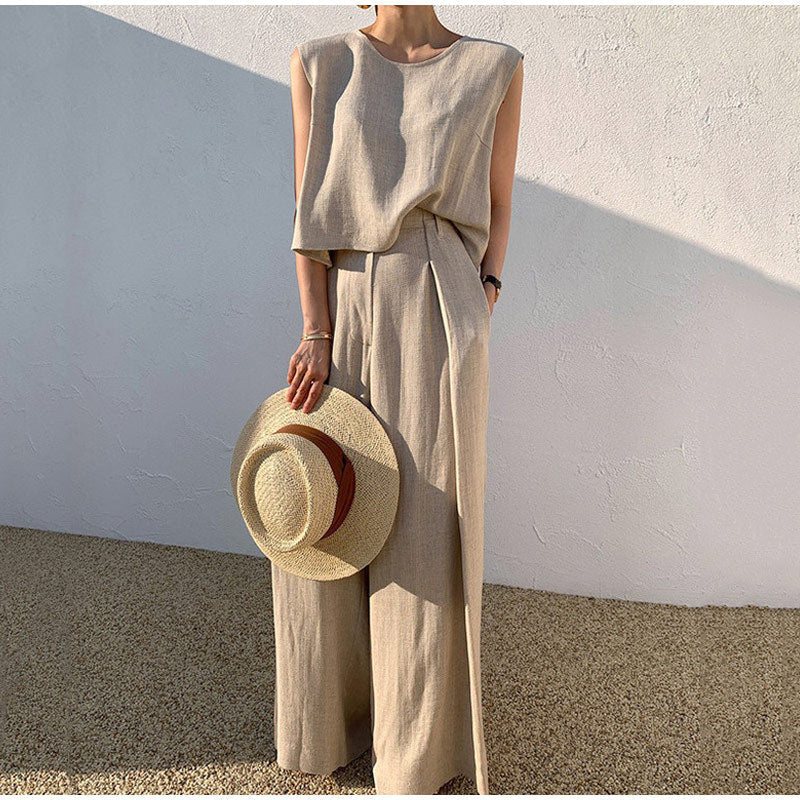 Ensemble en lin pour femme – Style décontracté et léger pour les vacances d'été