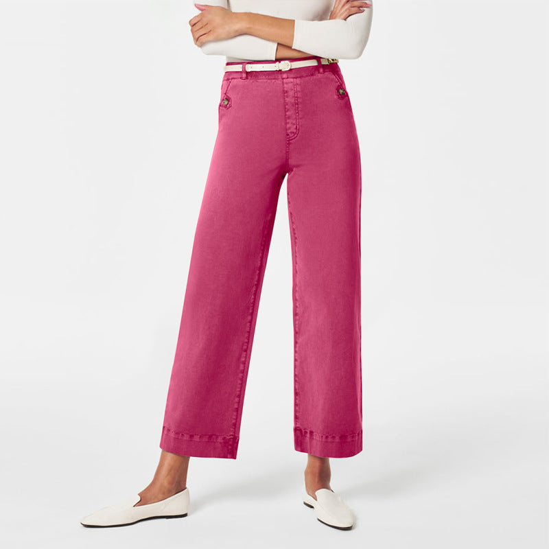 Pantalon Femme Taille Haute à Jambes Larges – Coupe Élégante et Confortable