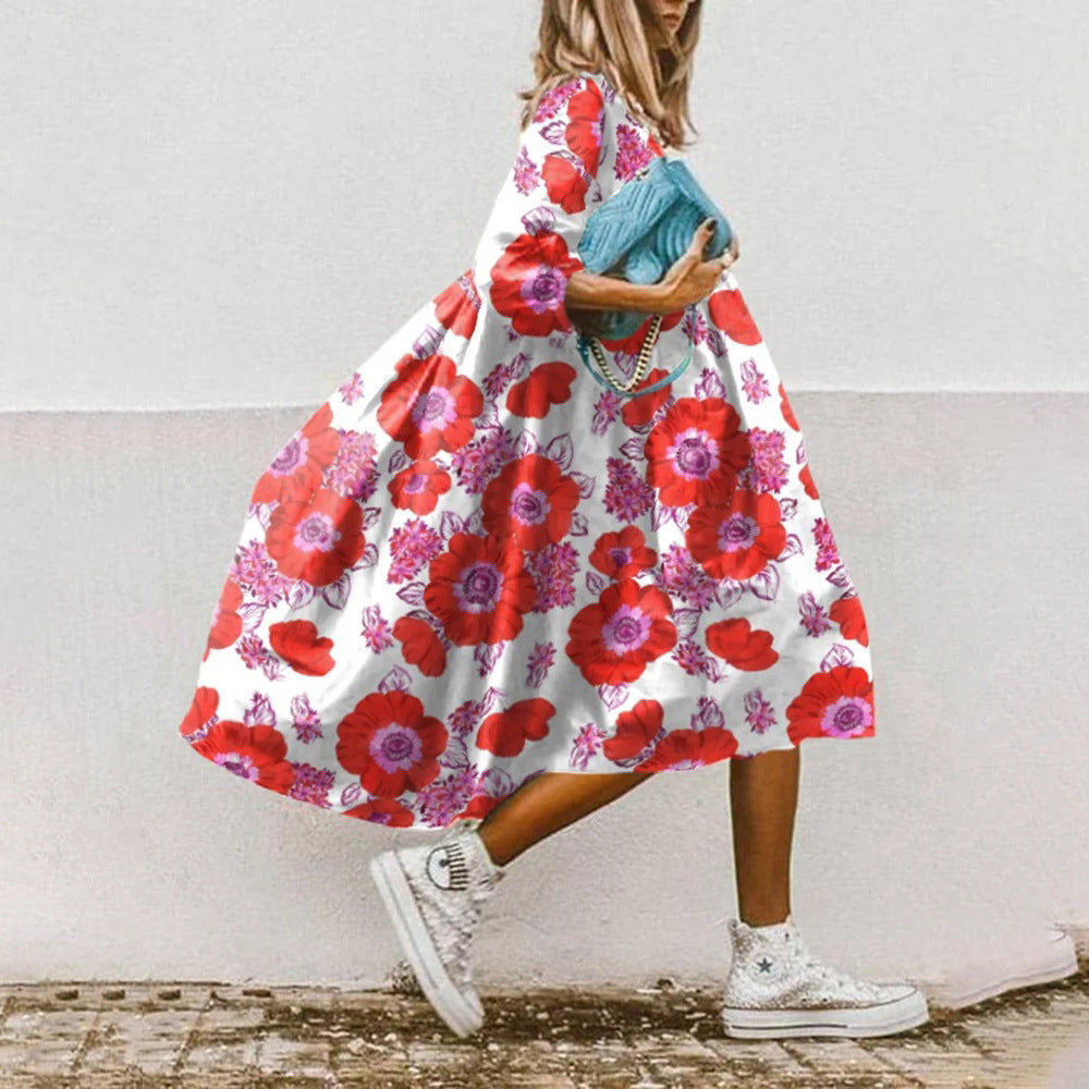 Women's Paisley Floral Print Dress - Flowing and Elegant