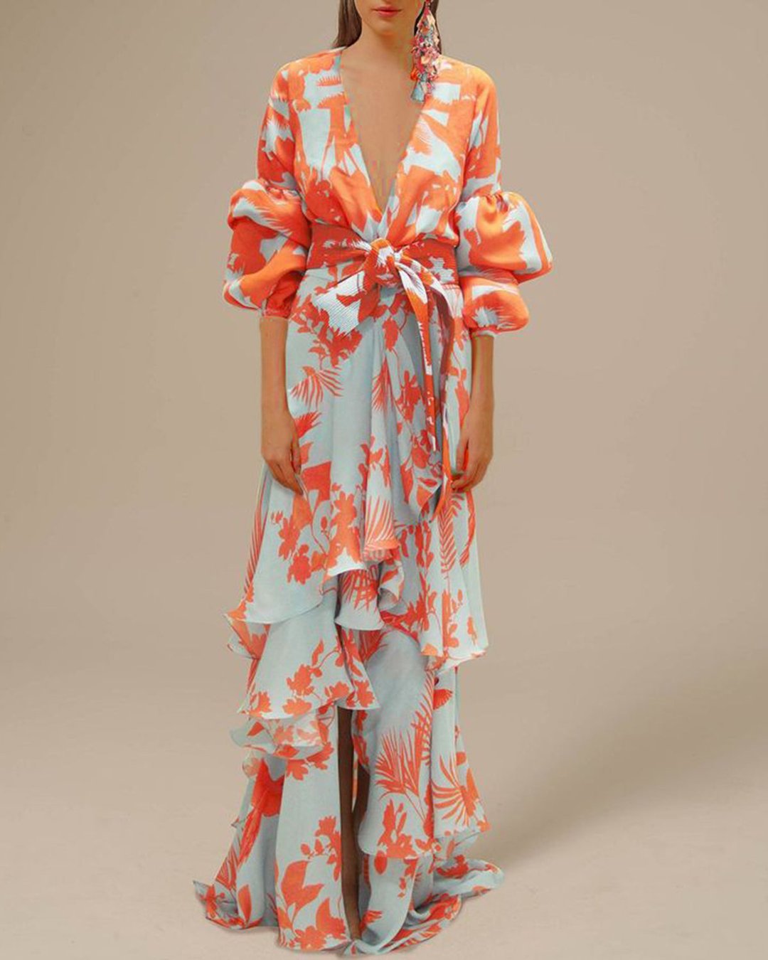 Women's printed chiffon maxi dress  Flowing and dressy  Dolce-Paris