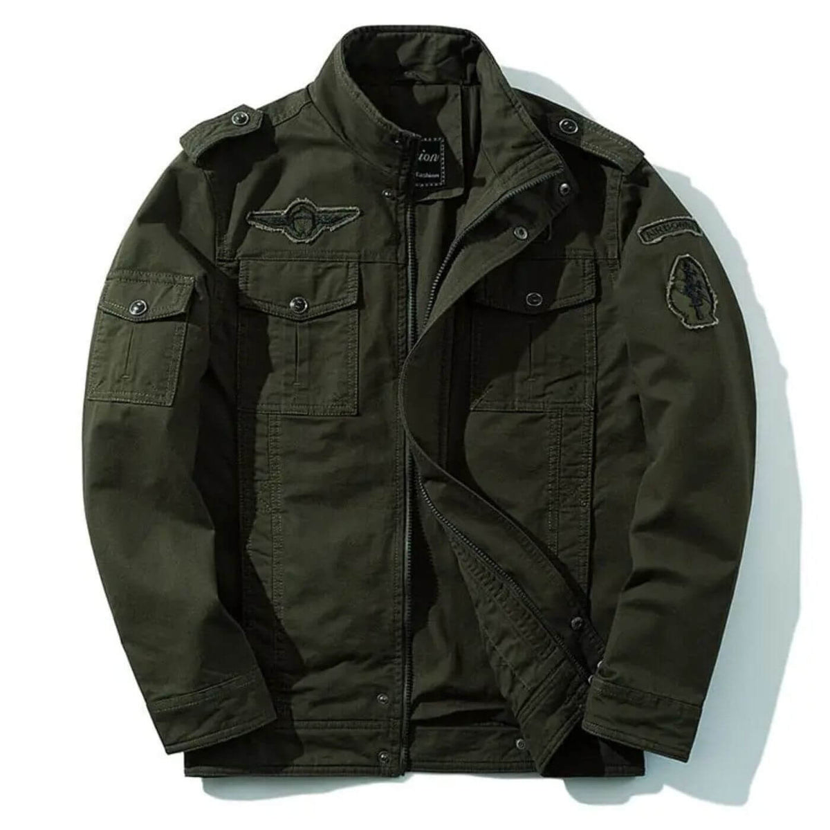 Veste Cargo Structurée Premium Homme – Veste Militaire à Col Montant en Coton
