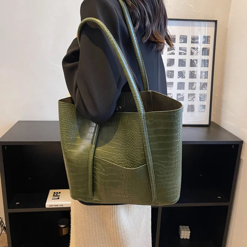 Sac à bandoulière en cuir croco pour femmes