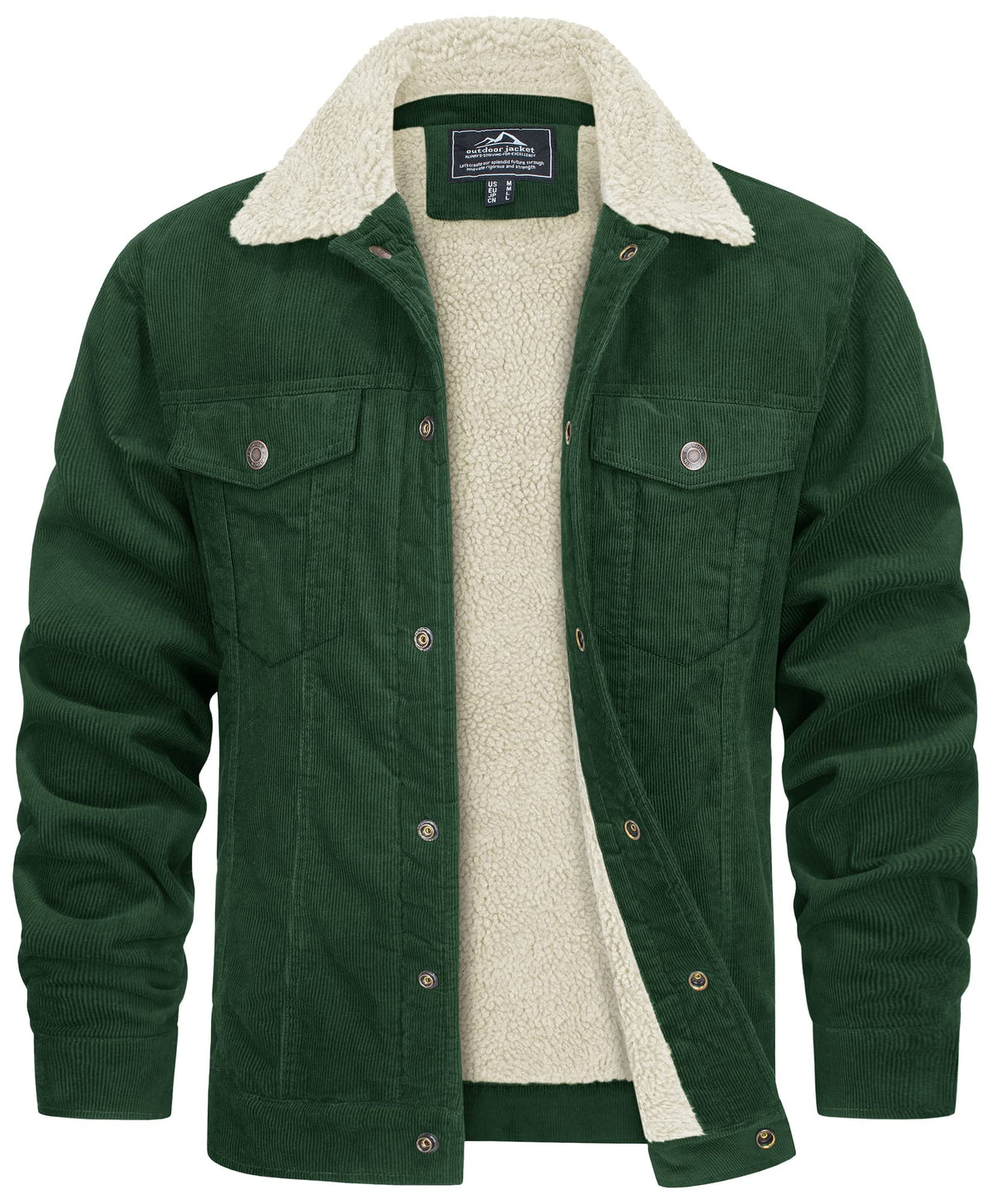 Veste pour Homme Style Velours Côtelé Résistante aux Intempéries – Manteau Doublé Teddy