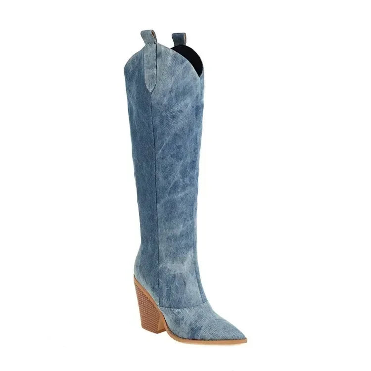 Cuissardes cowboy femme | Bleu