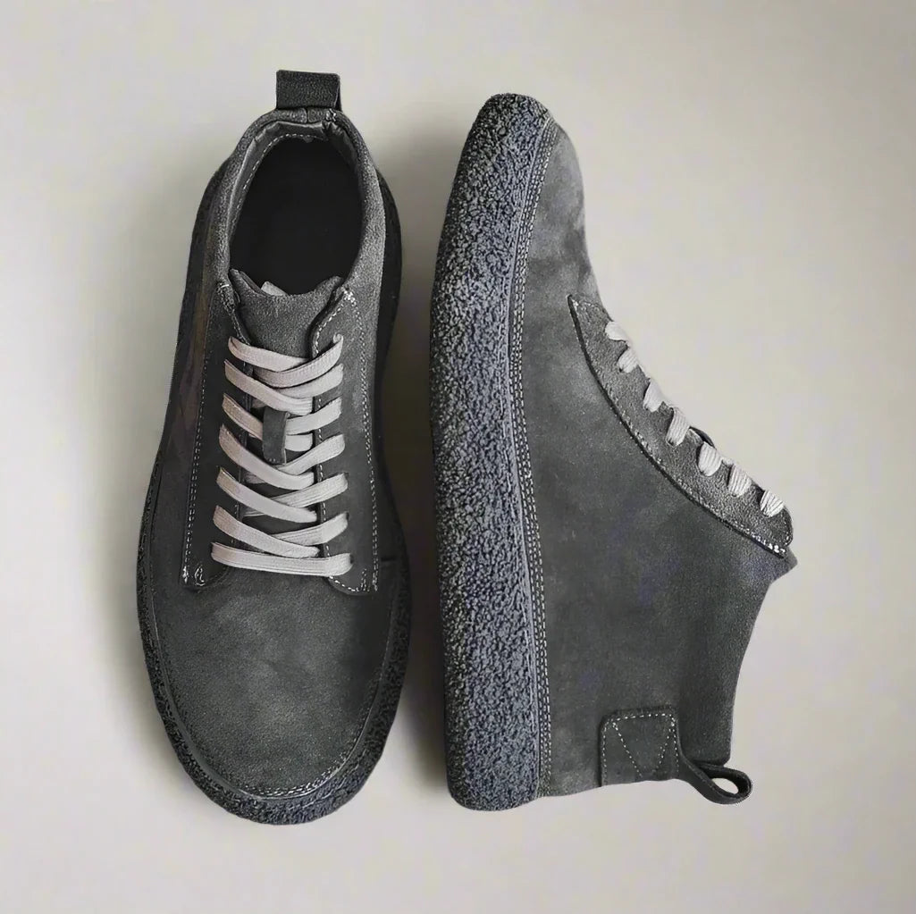 Chaussures montantes décontractées – Baskets vintage en cuir suédé avec semelle épaisse