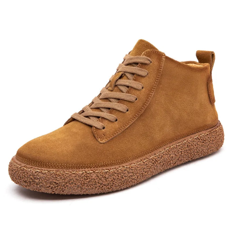 Chaussures montantes décontractées – Baskets vintage en cuir suédé avec semelle épaisse