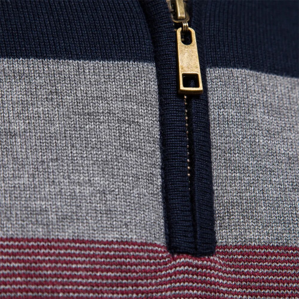 Pull Zippé À Rayures Homme – Style Intemporel Et Confort Moderne
