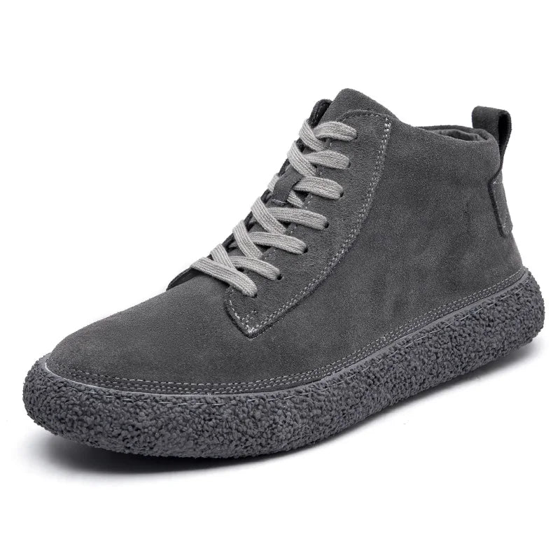 Chaussures montantes décontractées – Baskets vintage en cuir suédé avec semelle épaisse