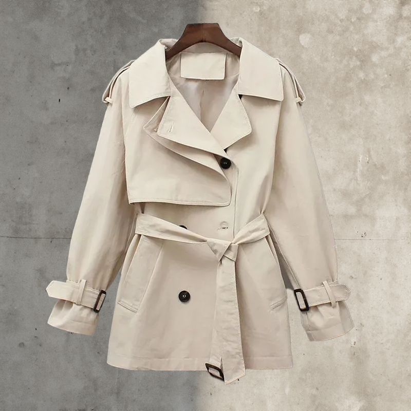 Trench cruzado con cinturón para mujer - Elegante y estructurado