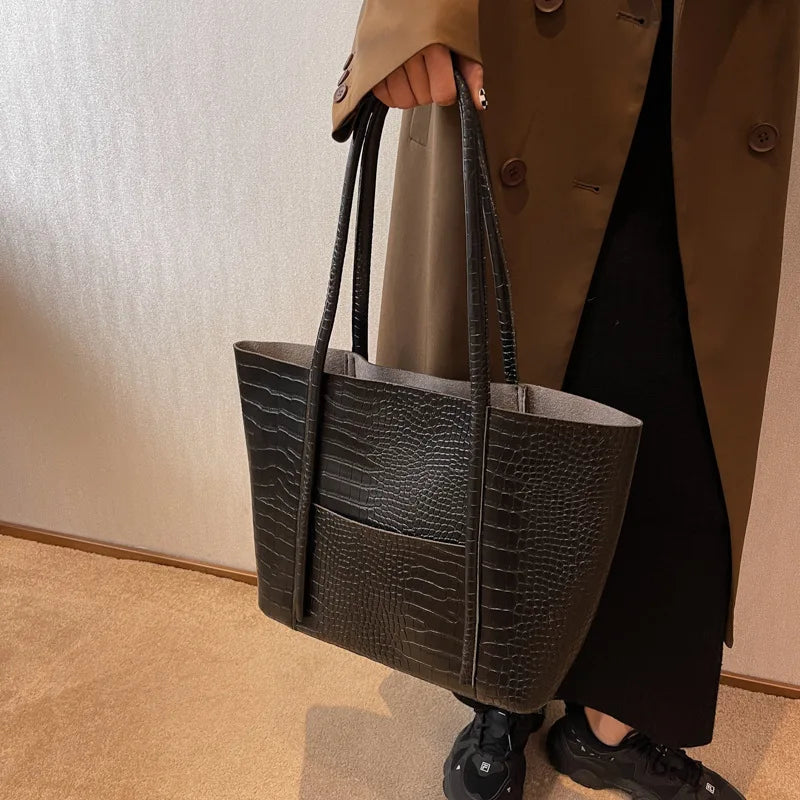 Sac à bandoulière en cuir croco pour femmes