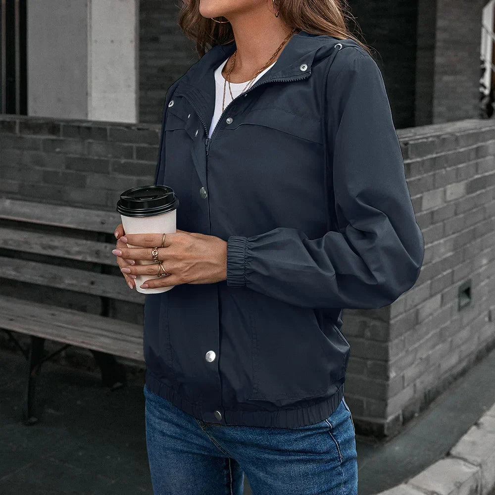 Manteau Décontracté pour Femme avec Capuche et Boutons