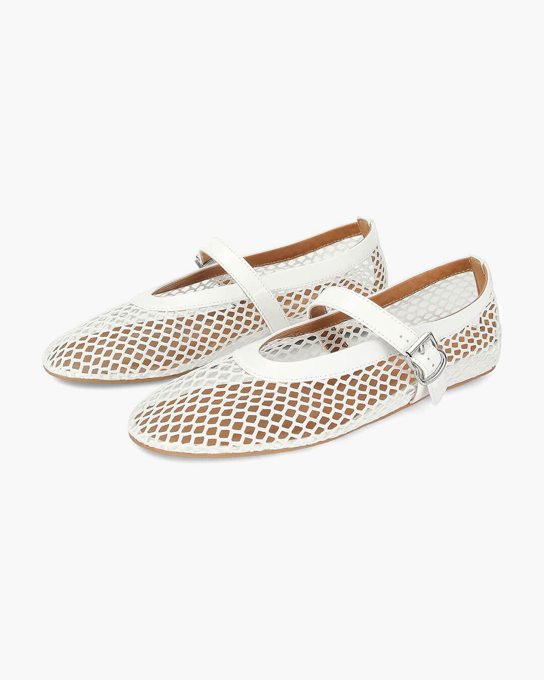 Ballerines femme en mesh respirant et details effet cuir - Elegantes et legeres
