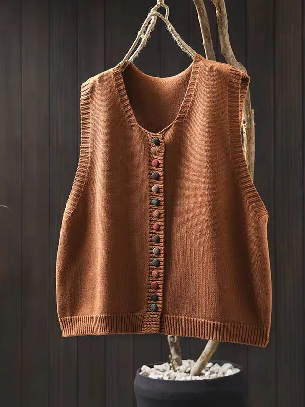 Gilet Maille Femme Coupe Ample –Col V et Manches Courtes