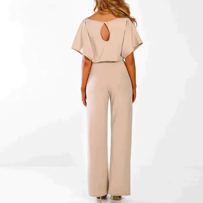Combinaison élégante ceinturée à manches courtes Jambe large pour femmes – Tenue légère une pièce flatteuse et chic