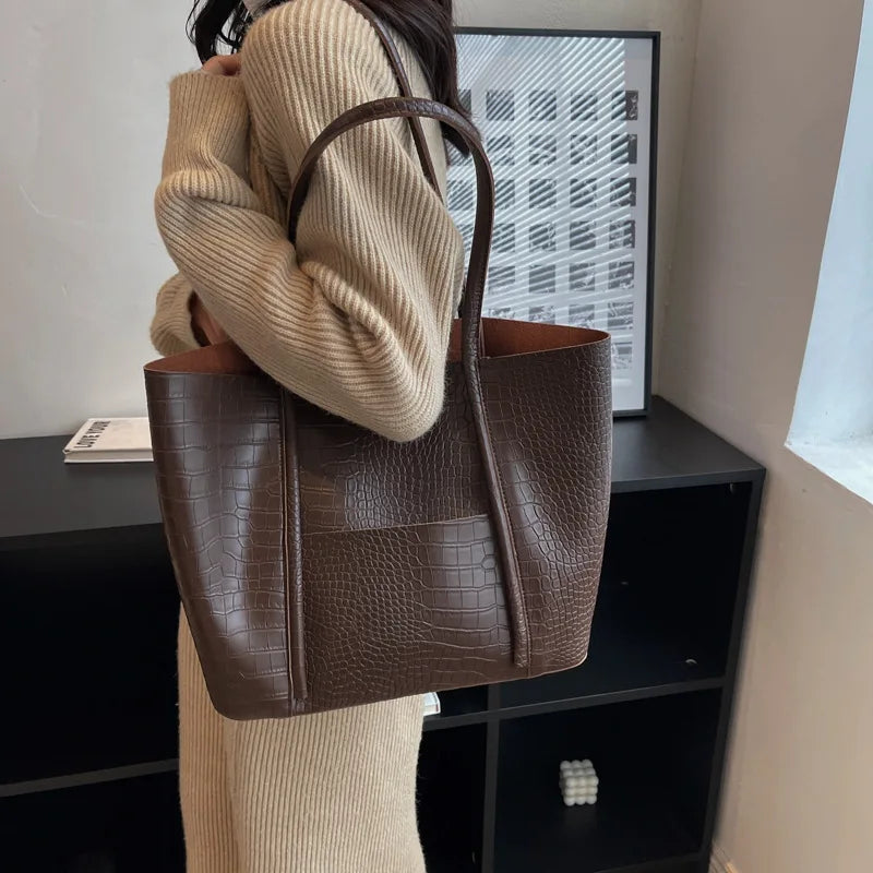 Sac à bandoulière en cuir croco pour femmes