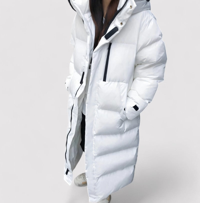 Parka Femme Noire à Capuche – Veste Longue Imperméable d’Hiver