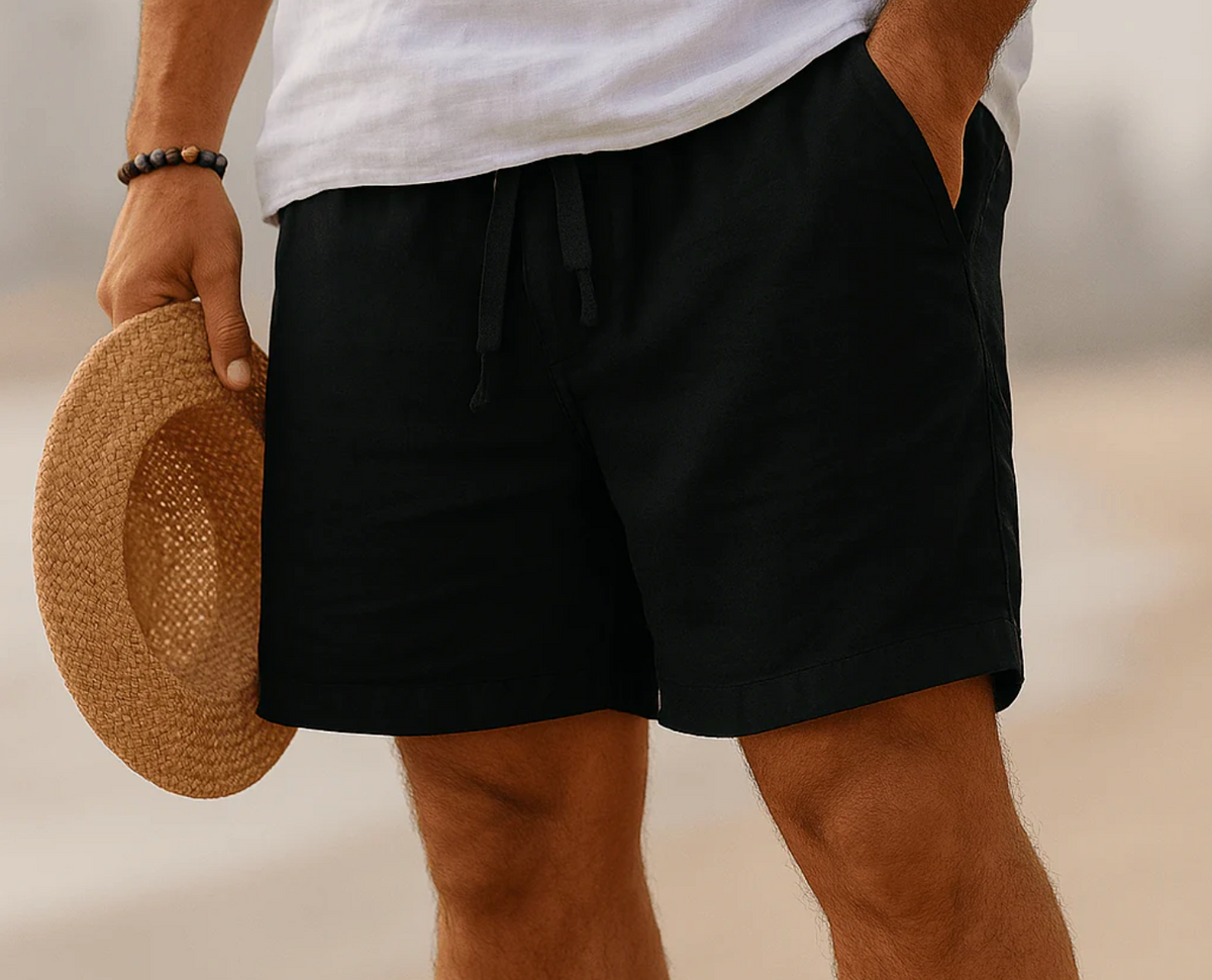 Men’s summer cotton shorts – Lightweight Bermuda shorts with an elastic waistband and pockets
