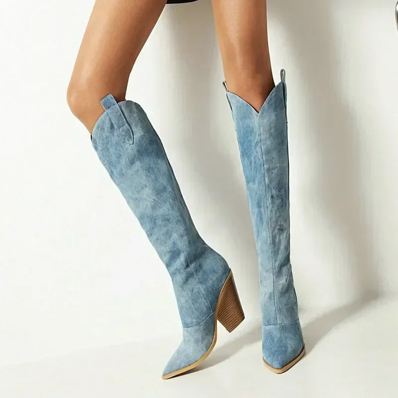 Cuissardes cowboy femme | Bleu