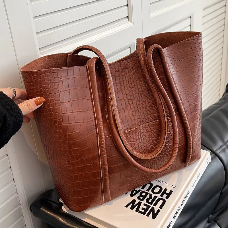 Sac à bandoulière en cuir croco pour femmes
