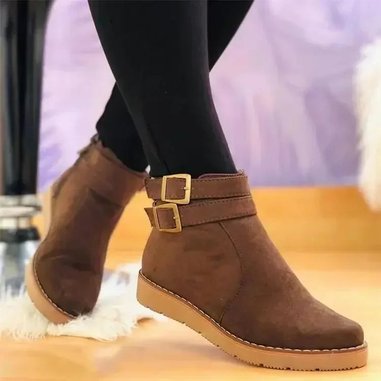 Women’s high-quality elegant ankle boots – Comfortable buckle boots