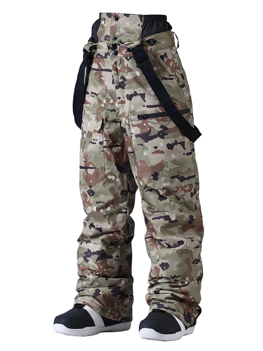 Waterproof Snowboarding Trousers for All Genders – Windproof Ski Trousers with Braces and Waist Protection