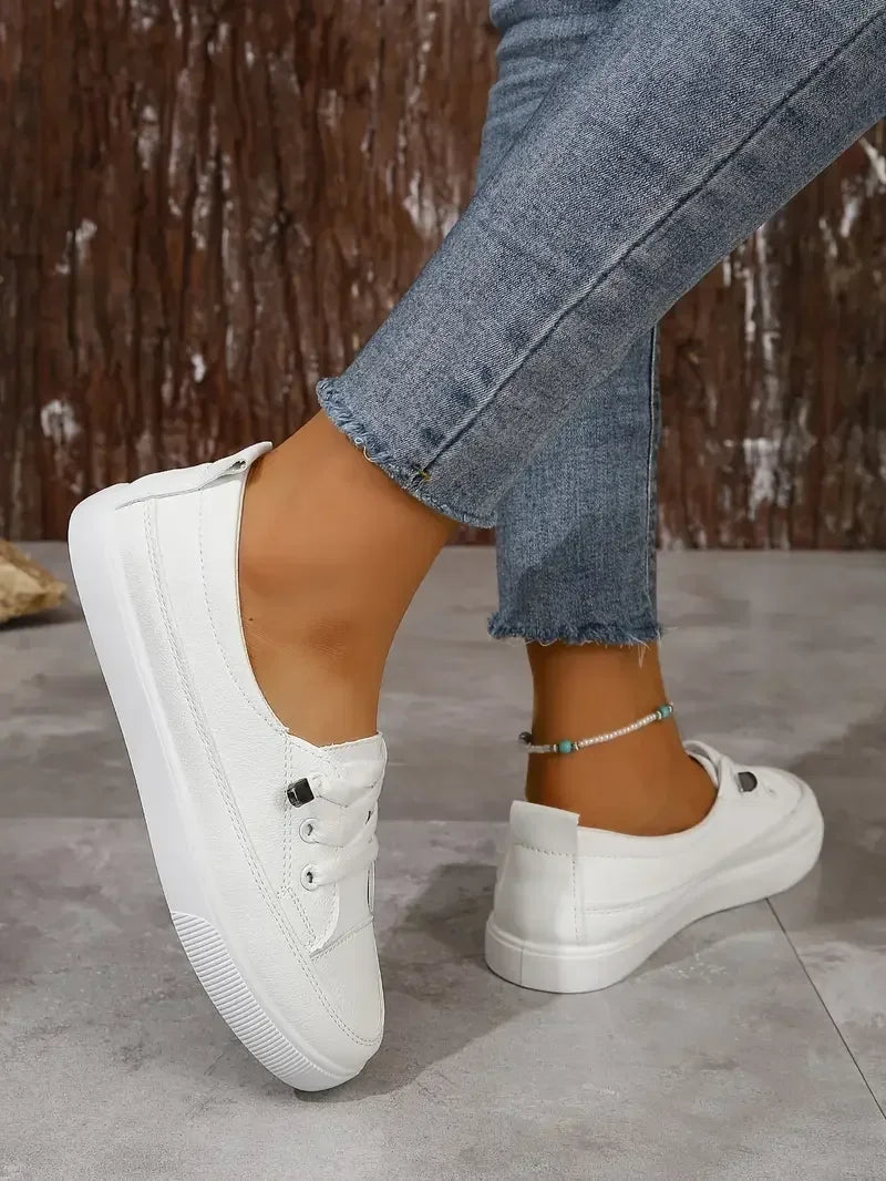 Chaussures Plates Décontractées pour Femme à Bout Rond avec Lacets
